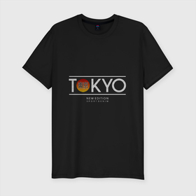 Мужская футболка хлопок Slim с принтом Tokyo Токио в Кировске, 92% хлопок, 8% лайкра | приталенный силуэт, круглый вырез ворота, длина до линии бедра, короткий рукав | city | tokyo | город | спорт | токио