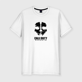 Мужская футболка хлопок Slim с принтом Арт логотип Call of Duty Ghost в Новосибирске, 92% хлопок, 8% лайкра | приталенный силуэт, круглый вырез ворота, длина до линии бедра, короткий рукав | 