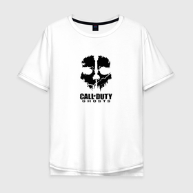 Мужская футболка хлопок Oversize с принтом Арт логотип Call of Duty Ghost , 100% хлопок | свободный крой, круглый ворот, “спинка” длиннее передней части | 
