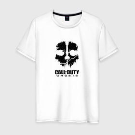 Мужская футболка хлопок с принтом Арт логотип Call of Duty Ghost в Рязани, 100% хлопок | прямой крой, круглый вырез горловины, длина до линии бедер, слегка спущенное плечо. | 