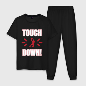 Мужская пижама хлопок с принтом Тачдаун  Touchdown в Санкт-Петербурге, 100% хлопок | брюки и футболка прямого кроя, без карманов, на брюках мягкая резинка на поясе и по низу штанин
 | sport | touchdown | баскетбол | мяч | прыжок