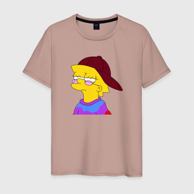 Мужская футболка хлопок с принтом Лиза Симпсон принт в Курске, 100% хлопок | прямой крой, круглый вырез горловины, длина до линии бедер, слегка спущенное плечо. | арт | лиза | мультсериал | принт | симпсоны