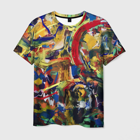 Мужская футболка 3D с принтом Смелые экспрессивные мазки краски в Белгороде, 100% полиэфир | прямой крой, круглый вырез горловины, длина до линии бедер | abstraction | color | expression | fashion | paint | smear | абстракция | авангард | краска | мазок | мода | цвет | экспрессия
