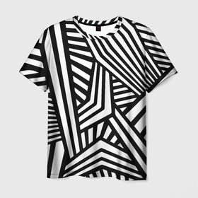 Мужская футболка 3D с принтом Геометрический узор   Минимализм в Новосибирске, 100% полиэфир | прямой крой, круглый вырез горловины, длина до линии бедер | abstraction | fashion | geometry | minimalism | pattern | абстракция | геометрия | минимализм | мода | узор
