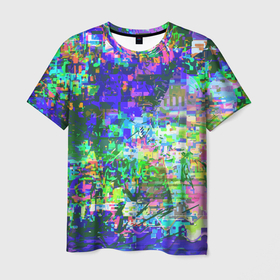 Мужская футболка 3D с принтом Красочный авангардный глитч   Экспрессия в Курске, 100% полиэфир | прямой крой, круглый вырез горловины, длина до линии бедер | abstraction | expression | fashion | glitch | neon | pattern | vanguard | абстракция | авангард | глитч | мода | неон | паттерн | экспрессия