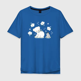 Мужская футболка хлопок Oversize с принтом Медвежонок и пингвин в Кировске, 100% хлопок | свободный крой, круглый ворот, “спинка” длиннее передней части | детский | медвежонок | милый | мультяшки | пингвин | рисунок