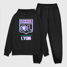 Мужской костюм хлопок OVERSIZE с принтом Lyon FC в стиле Glitch в Новосибирске,  |  | 