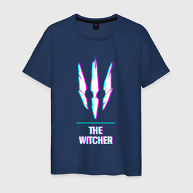 Мужская футболка хлопок с принтом The Witcher в стиле Glitch (Баги Графики) в Санкт-Петербурге, 100% хлопок | прямой крой, круглый вырез горловины, длина до линии бедер, слегка спущенное плечо. | 