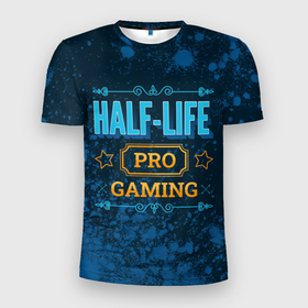 Мужская футболка 3D Slim с принтом Игра Half Life: PRO Gaming в Курске, 100% полиэстер с улучшенными характеристиками | приталенный силуэт, круглая горловина, широкие плечи, сужается к линии бедра | half | half life | halflife | life | logo | pro | игра | игры | краска | краски | лайф | лого | логотип | символ | халф