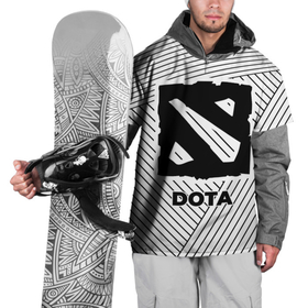 Накидка на куртку 3D с принтом Символ Dota на светлом фоне с полосами в Кировске, 100% полиэстер |  | dota | logo | paint | брызги | дота | игра | игры | краска | лого | логотип | полосы | символ