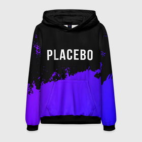 Мужская толстовка 3D с принтом Placebo Purple Grunge в Екатеринбурге, 100% полиэстер | двухслойный капюшон со шнурком для регулировки, мягкие манжеты на рукавах и по низу толстовки, спереди карман-кенгуру с мягким внутренним слоем. | Тематика изображения на принте: 