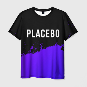 Мужская футболка 3D с принтом Placebo Purple Grunge в Петрозаводске, 100% полиэфир | прямой крой, круглый вырез горловины, длина до линии бедер | 