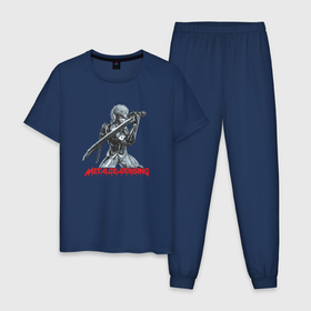 Мужская пижама хлопок с принтом Райден из Metal Gear Rising с мечом , 100% хлопок | брюки и футболка прямого кроя, без карманов, на брюках мягкая резинка на поясе и по низу штанин
 | konami | metal gear rising | revengeance | меч | райден