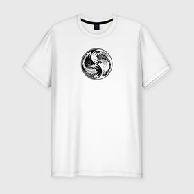 Мужская футболка хлопок Slim с принтом Скорпион инь янь в Белгороде, 92% хлопок, 8% лайкра | приталенный силуэт, круглый вырез ворота, длина до линии бедра, короткий рукав | знаки | зодиака | инь янь | скорпион