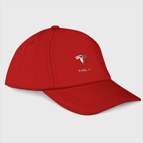 Бейсболка с принтом Tesla Logo | Тесла Логотип в Новосибирске, 100% хлопок | классический козырек, металлическая застежка-регулятор размера | Тематика изображения на принте: tesla | tesla logo | tesla motors | тесла | тесла моторс