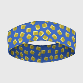 Повязка на голову 3D с принтом Золотые крупные кубики на синем поле в Белгороде,  |  | 3д | геометрия | желтый | золотой | куб | кубик | несимметричный | синий