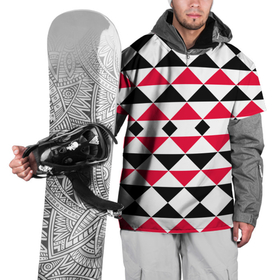 Накидка на куртку 3D с принтом Geometric shapes triangles в Кировске, 100% полиэстер |  | geometric shapes | triangles | геометрический узор | красный и черный | современный | треугольники
