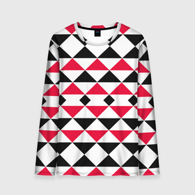 Мужской лонгслив 3D с принтом Geometric shapes triangles в Тюмени, 100% полиэстер | длинные рукава, круглый вырез горловины, полуприлегающий силуэт | geometric shapes | triangles | геометрический узор | красный и черный | современный | треугольники