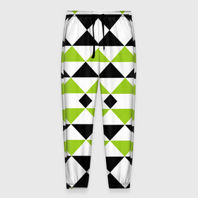 Мужские брюки 3D с принтом Geometric shapes triangles треугольники в Санкт-Петербурге, 100% полиэстер | манжеты по низу, эластичный пояс регулируется шнурком, по бокам два кармана без застежек, внутренняя часть кармана из мелкой сетки | geometric shapes | triangles | геометрический узор | зеленый | современный | треугольники | черный | черный и зеленый