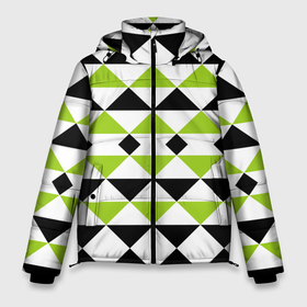 Мужская зимняя куртка 3D с принтом Geometric shapes triangles треугольники в Курске, верх — 100% полиэстер; подкладка — 100% полиэстер; утеплитель — 100% полиэстер | длина ниже бедра, свободный силуэт Оверсайз. Есть воротник-стойка, отстегивающийся капюшон и ветрозащитная планка. 

Боковые карманы с листочкой на кнопках и внутренний карман на молнии. | geometric shapes | triangles | геометрический узор | зеленый | современный | треугольники | черный | черный и зеленый