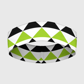 Повязка на голову 3D с принтом Geometric shapes triangles треугольники в Тюмени,  |  | geometric shapes | triangles | геометрический узор | зеленый | современный | треугольники | черный | черный и зеленый
