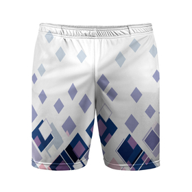 Мужские шорты спортивные с принтом Геометрический узор в бело синий тонах ,  |  | blue | diamonds | geometric | white | бело синий | белый | геометрический узор | ромбы | синий