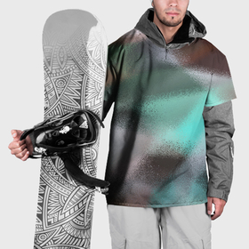 Накидка на куртку 3D с принтом Абстрактный узор в бирюзовых коричневых тонах , 100% полиэстер |  | Тематика изображения на принте: 
