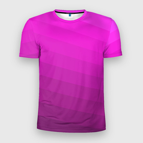 Мужская футболка 3D Slim с принтом Розовый неоновый полосатый узор Pink neon в Санкт-Петербурге, 100% полиэстер с улучшенными характеристиками | приталенный силуэт, круглая горловина, широкие плечи, сужается к линии бедра | neon | pink | stripes | неоновый | полосатый | полосатый узор | розовый