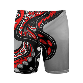 Мужские шорты спортивные с принтом Красно чёрные дудлы в Екатеринбурге,  |  | абстракция | геометрический | геометрия | графический | дудлинг | дудлы | змеи | красно черный | ленты | узор | черви | червяки | черно белый