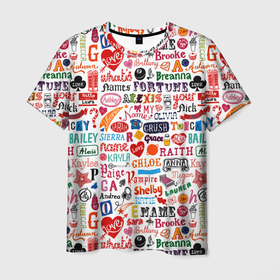 Мужская футболка 3D с принтом MY NAME в Новосибирске, 100% полиэфир | прямой крой, круглый вырез горловины, длина до линии бедер | alphabet | black | pink | quotes | words | your name | алфавит | розовый | слова | твое имя | цитаты | черный