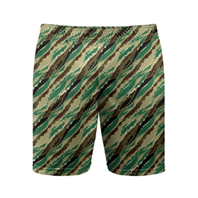 Мужские шорты спортивные с принтом Абстрактный узор камуфляжной расцветки в Курске,  |  | abstract | beige | black | camouflage | diagonal | green | hakki | lines | military | pattern | striped | stripes | swamp | абстрактный | бежевый | болотный | военный | диагональ | зеленый | камуфляжный | линии | маскировочный | полосатый | полосы