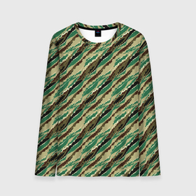 Мужской лонгслив 3D с принтом Абстрактный узор камуфляжной расцветки в Белгороде, 100% полиэстер | длинные рукава, круглый вырез горловины, полуприлегающий силуэт | abstract | beige | black | camouflage | diagonal | green | hakki | lines | military | pattern | striped | stripes | swamp | абстрактный | бежевый | болотный | военный | диагональ | зеленый | камуфляжный | линии | маскировочный | полосатый | полосы