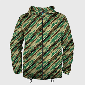 Мужская ветровка 3D с принтом Абстрактный узор камуфляжной расцветки в Курске, 100% полиэстер | подол и капюшон оформлены резинкой с фиксаторами, два кармана без застежек по бокам, один потайной карман на груди | abstract | beige | black | camouflage | diagonal | green | hakki | lines | military | pattern | striped | stripes | swamp | абстрактный | бежевый | болотный | военный | диагональ | зеленый | камуфляжный | линии | маскировочный | полосатый | полосы
