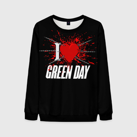 Мужской свитшот 3D с принтом Green Day Сердце , 100% полиэстер с мягким внутренним слоем | круглый вырез горловины, мягкая резинка на манжетах и поясе, свободная посадка по фигуре | 