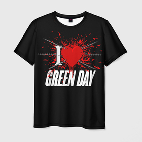 Мужская футболка 3D с принтом Green Day Сердце в Екатеринбурге, 100% полиэфир | прямой крой, круглый вырез горловины, длина до линии бедер | 