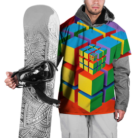 Накидка на куртку 3D с принтом Цветные кубики КУБОКУБ в Санкт-Петербурге, 100% полиэстер |  | kubokub | дизайн с цветными квадратами | дизайн с цветными кубиками | квадрат | куб | кубокуб | фрактал | цветные квадраты | цветные кубики