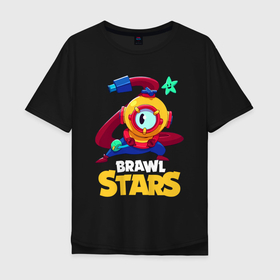 Мужская футболка хлопок Oversize с принтом Brawl Stars Otis Отис в Курске, 100% хлопок | свободный крой, круглый ворот, “спинка” длиннее передней части | brawl stars | faraotis | otis | otis brawl stars | бравл старс | отис | отис бравл старс | фараотис