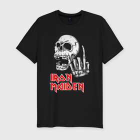 Мужская футболка хлопок Slim с принтом Iron Maiden, Череп , 92% хлопок, 8% лайкра | приталенный силуэт, круглый вырез ворота, длина до линии бедра, короткий рукав | iron | iron maiden | maiden | music | rock | айрон майден | айрон мейден | музыка | рок | черпеп
