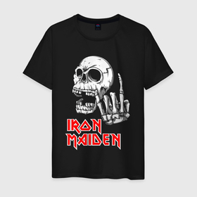 Мужская футболка хлопок с принтом Iron Maiden, Череп , 100% хлопок | прямой крой, круглый вырез горловины, длина до линии бедер, слегка спущенное плечо. | Тематика изображения на принте: iron | iron maiden | maiden | music | rock | айрон майден | айрон мейден | музыка | рок | черпеп
