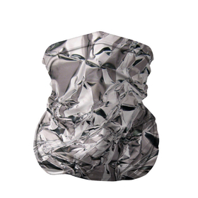 Бандана-труба 3D с принтом Фольга текстура в Новосибирске, 100% полиэстер, ткань с особыми свойствами — Activecool | плотность 150‒180 г/м2; хорошо тянется, но сохраняет форму | Тематика изображения на принте: foil | алюминий | в фольге | мятая фольга | фольга