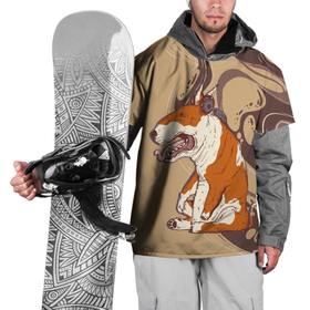 Накидка на куртку 3D с принтом Отдыхающий буль в Кировске, 100% полиэстер |  | буль | бультерьер | животное | порода | собака