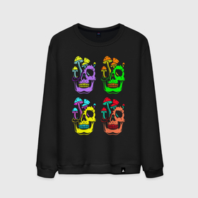 Мужской свитшот хлопок с принтом Skulls   Pop art , 100% хлопок |  | color | fashion | jaw | mushroom | neon | pop art | skull | teeth | гриб | зубы | мода | неон | пасть | поп арт | цвет | череп