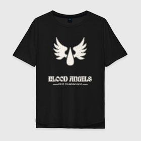 Мужская футболка хлопок Oversize с принтом Кровавые ангелы лого (винтаж) в Новосибирске, 100% хлопок | свободный крой, круглый ворот, “спинка” длиннее передней части | 