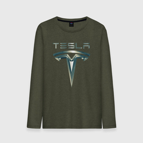 Мужской лонгслив хлопок с принтом Tesla Logo | Тесла Логотип Карбон в Белгороде, 100% хлопок |  | tesla | tesla carbon | tesla logo | тесла | тесла карбон
