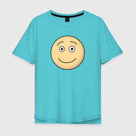 Мужская футболка хлопок Oversize с принтом улыбающийся смайлик из Дурак Онлайн в Кировске, 100% хлопок | свободный крой, круглый ворот, “спинка” длиннее передней части | игры | колобок | смайлик | эмодзи