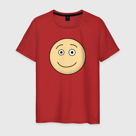 Мужская футболка хлопок с принтом улыбающийся смайлик из Дурак Онлайн в Тюмени, 100% хлопок | прямой крой, круглый вырез горловины, длина до линии бедер, слегка спущенное плечо. | Тематика изображения на принте: игры | колобок | смайлик | эмодзи