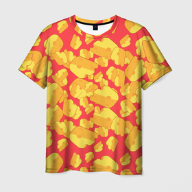 Мужская футболка 3D с принтом Сырная буря в Тюмени, 100% полиэфир | прямой крой, круглый вырез горловины, длина до линии бедер | еда | желтый | красный | куски сыра | кусок сыра | сыр | сырная буря | сырок