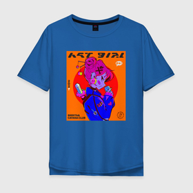 Мужская футболка хлопок Oversize с принтом Catana Club в Кировске, 100% хлопок | свободный крой, круглый ворот, “спинка” длиннее передней части | anime | catana | nft | азия | аниме | катана | китай | нфт | оранжевый | япония | японский стиль | яркий