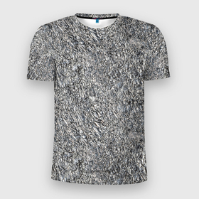 Мужская футболка 3D Slim с принтом Фольга мелкая в Новосибирске, 100% полиэстер с улучшенными характеристиками | приталенный силуэт, круглая горловина, широкие плечи, сужается к линии бедра | foil | алюминий | металл | мятая фольга | фольга