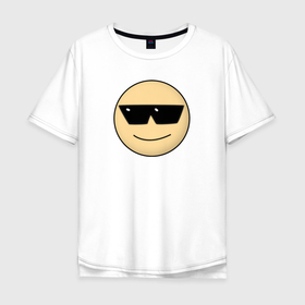 Мужская футболка хлопок Oversize с принтом Крутой Дурак в Курске, 100% хлопок | свободный крой, круглый ворот, “спинка” длиннее передней части | Тематика изображения на принте: крутой | смайлик | улыбка | эмодзи